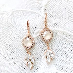 Rose gold & Ivory Leaf Earrings